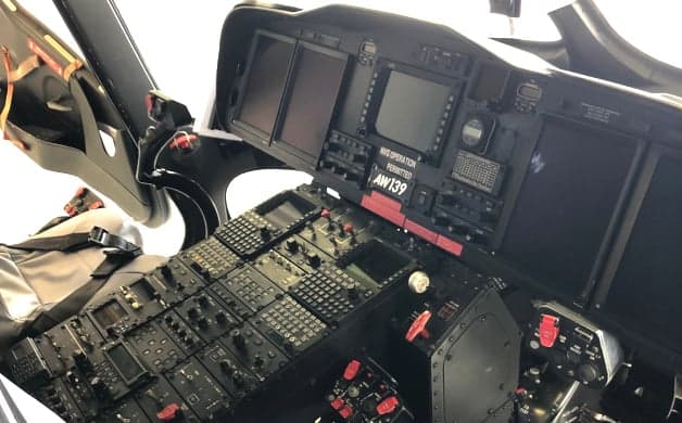 View of the helicopter interior with medical equipment.