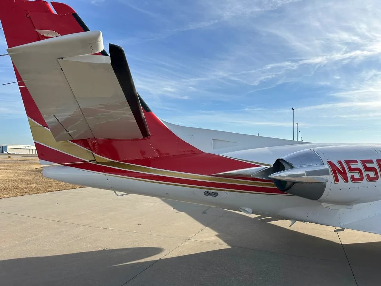 Tail section of Cessna Citation CJ1+ aircraft N550NT.