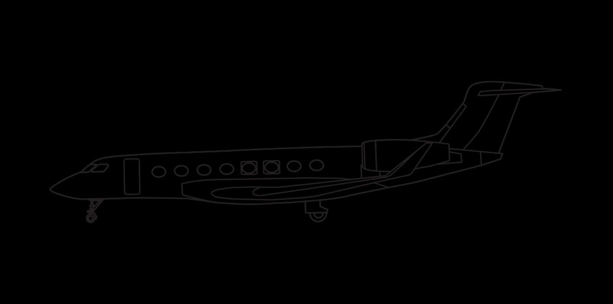 Line drawing of a Gulfstream aircraft.