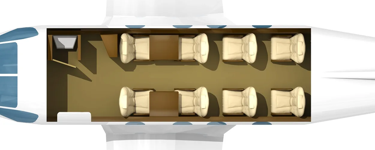 Overhead diagram of the cabin layout.