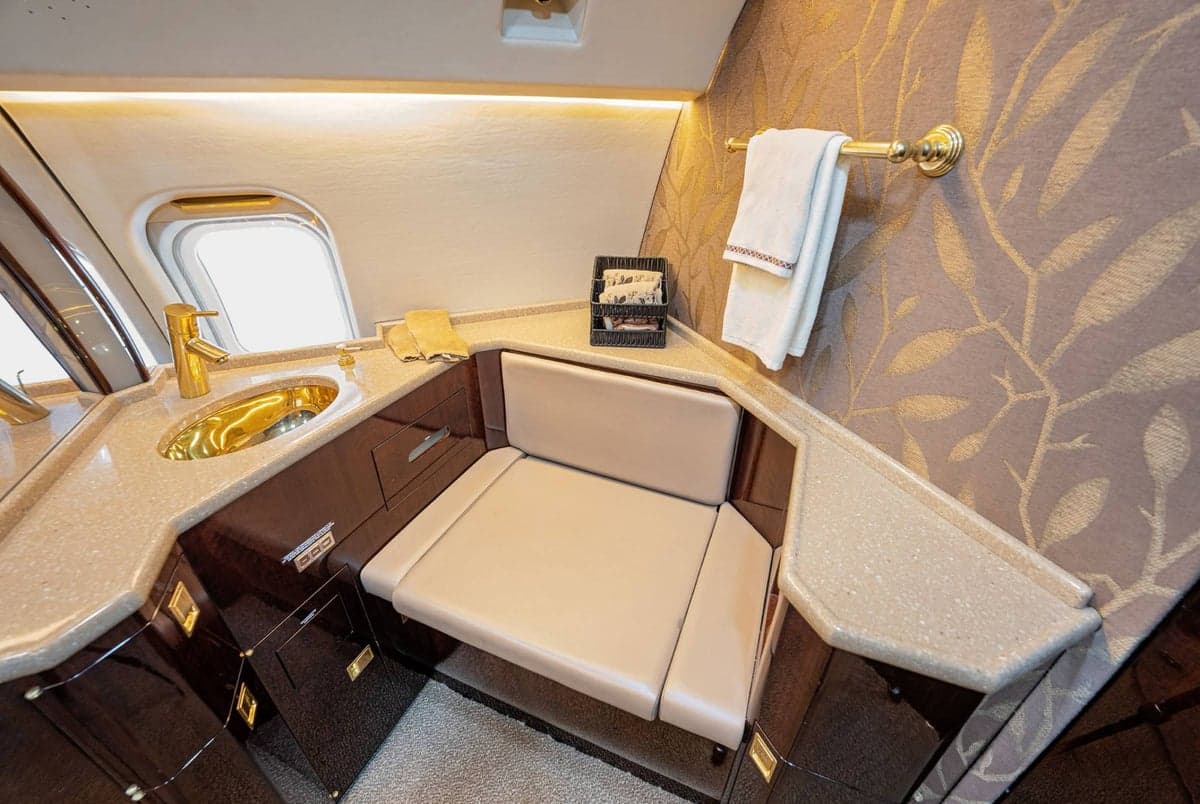 Lavatory area inside the aircraft.