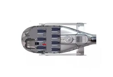 Overhead diagram of the helicopter cabin layout.
