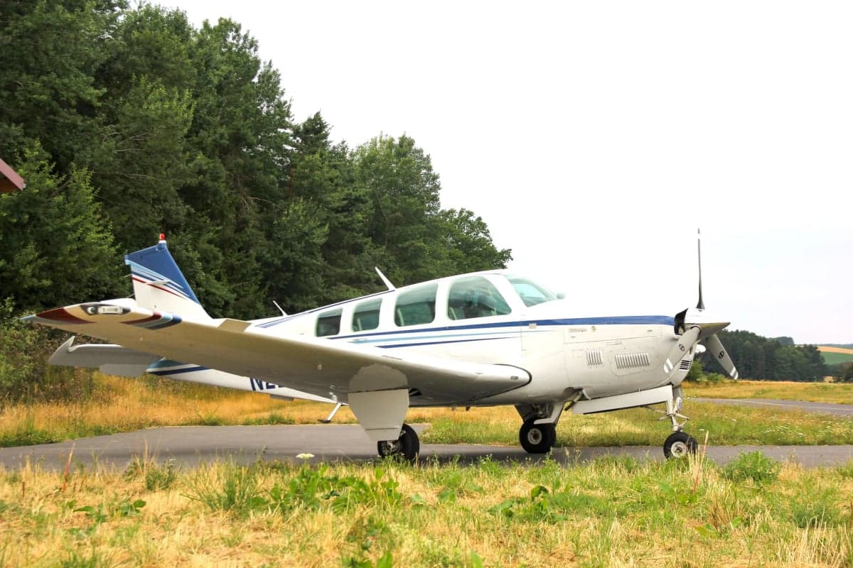 N225CR Beechcraft Bonanza parked on the tarmac.