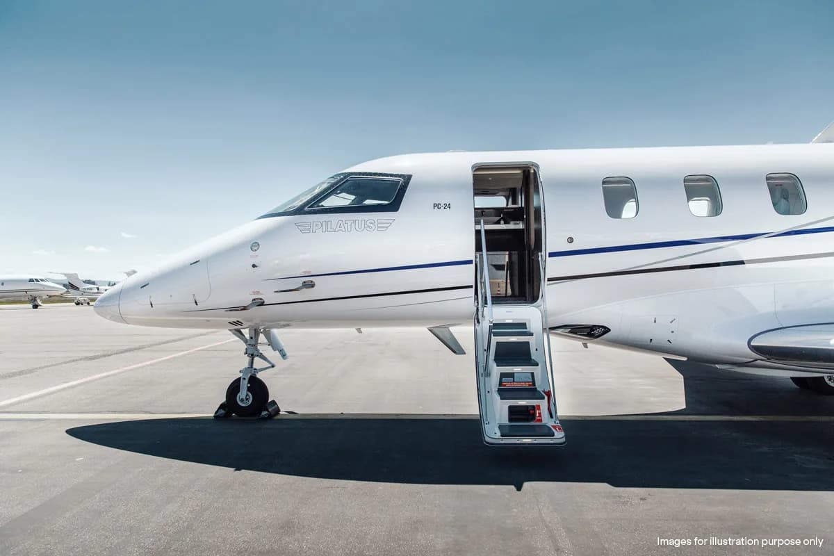 Pilatus PC-24 with the stairs down.