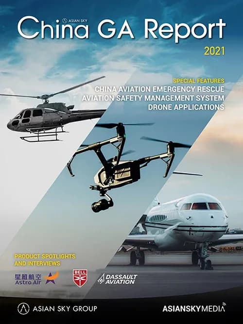 A collage featuring a helicopter, a drone, and a business jet on an airfield.