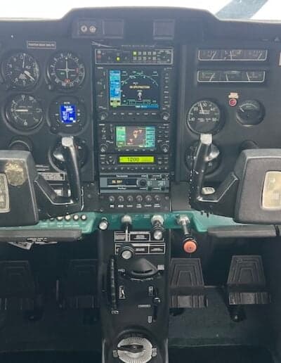 Detailed view of the aircraft's instrument panel and controls.