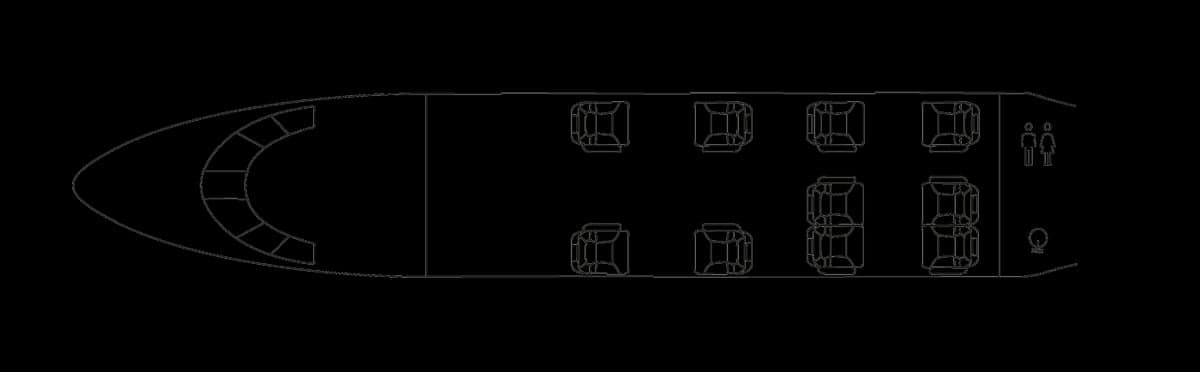 A diagram of the aircraft cabin layout.