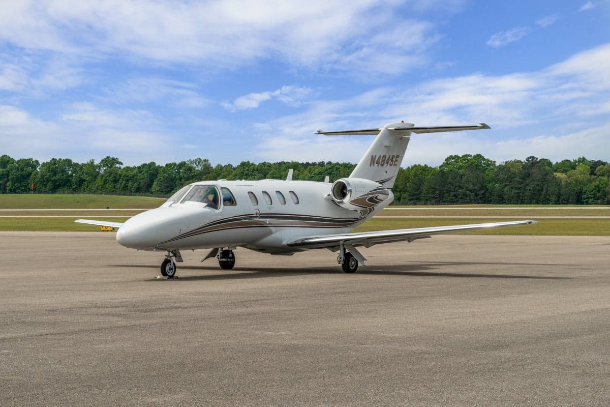 A Cessna Citation CJ1 on the tarmac.