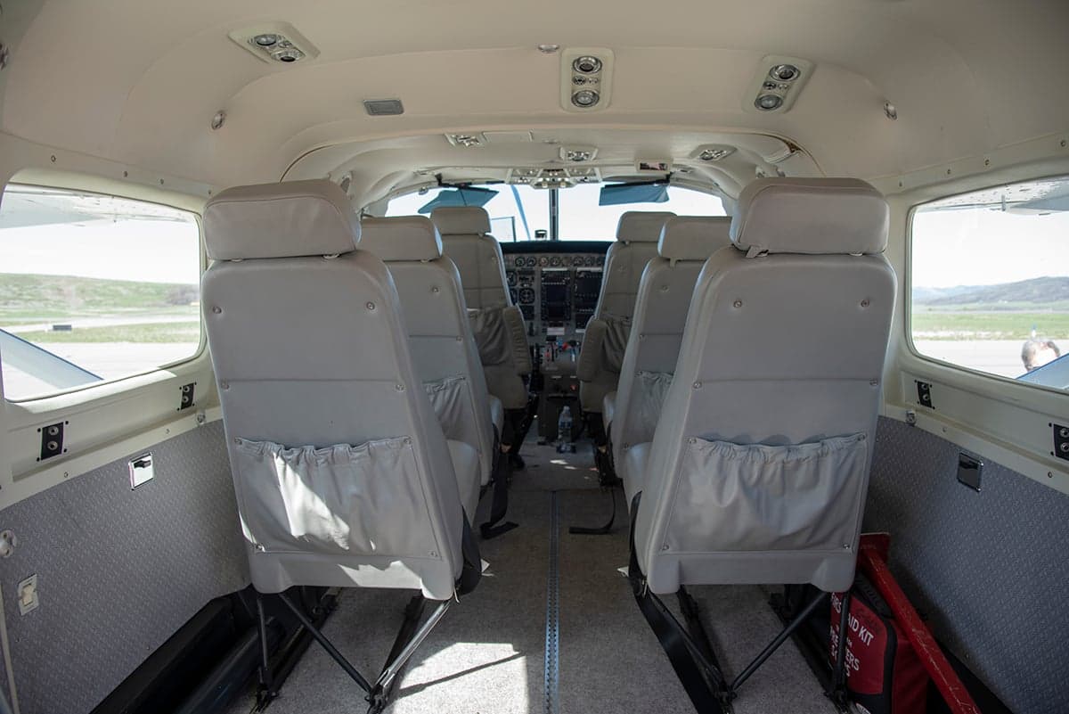 View of the aircraft cockpit instrument panel.