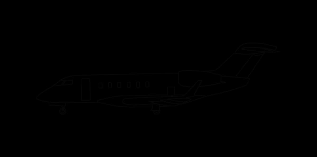Line drawing of a Bombardier Challenger aircraft.