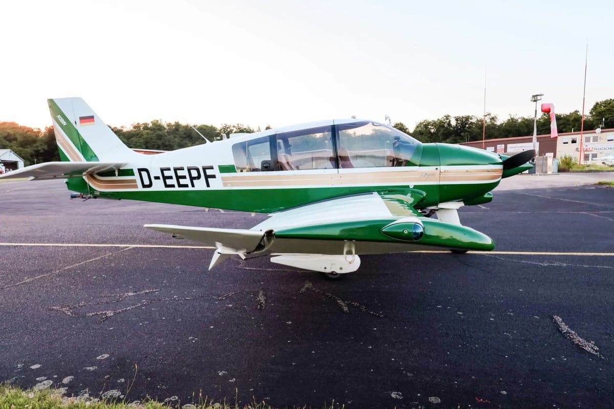 Side view of the Robin D-EEPF aircraft on the tarmac.