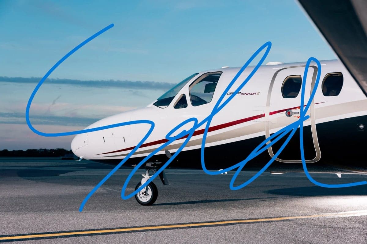 A Cessna Citation II aircraft on the tarmac with a SOLD overlay.