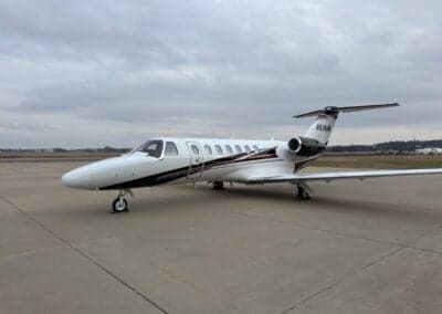 The Citation CJ3+ aircraft N614VM parked on the tarmac.