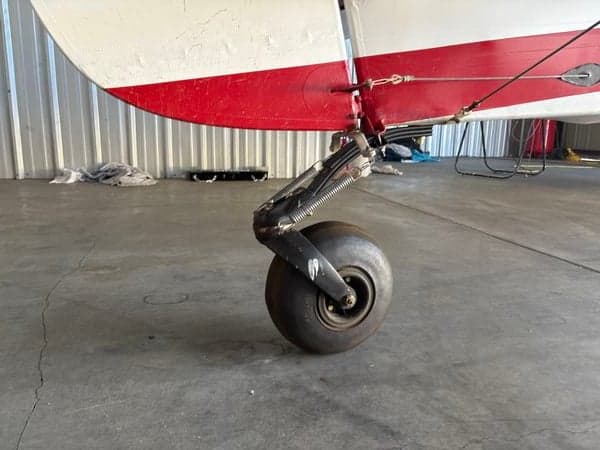 Close up of the aircraft's tail wheel.