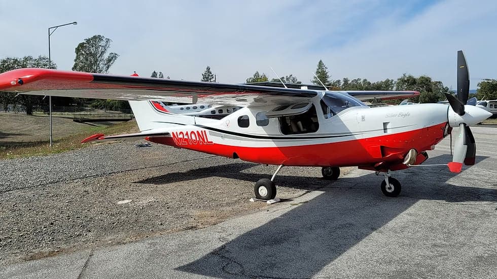 N210NL Silver Eagle aircraft parked on the ground.